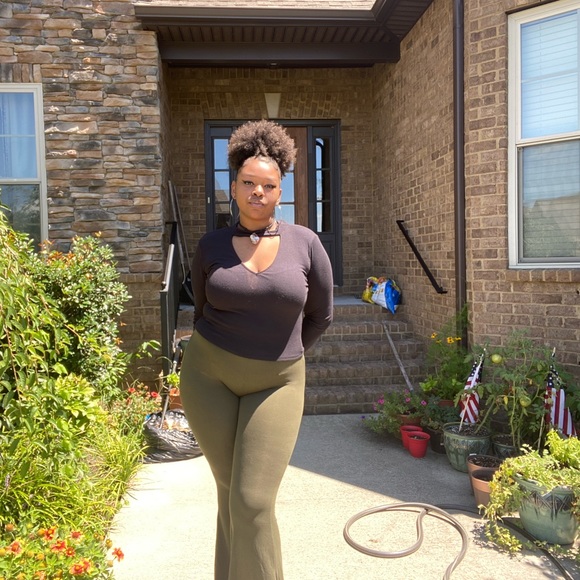 olive green flare pants